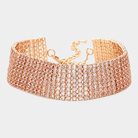 8 Rows Pave CZ Tennis Evening Bracelet