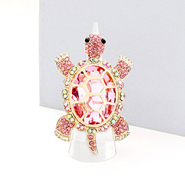 Crystal Rhinestone Pave Turtle Stretch Ring