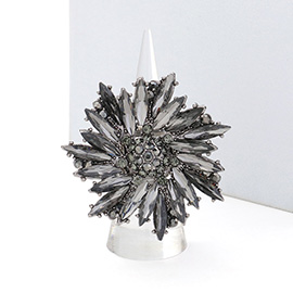 Crystal Marquise Cluster Floral Stretch Ring