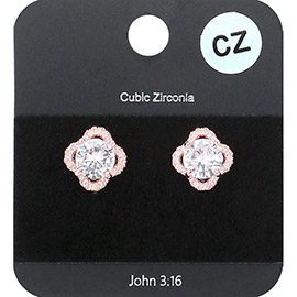 Cubic Zirconia Floral Stud Earrings