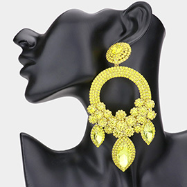 Oversized Marquise Triple Flower Chandelier Evening Earring