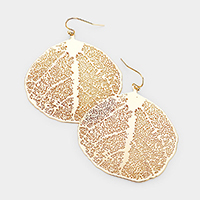 Brass Metal Leaf Earrings