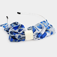 Leopard Pattern Print Bow pearl Headband