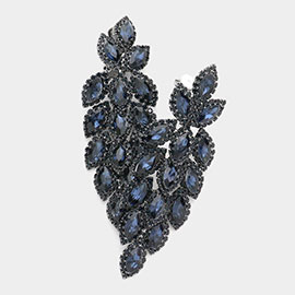 Marquise Crystal Cluster Vine Clip On Evening Earrings