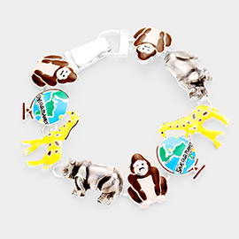 'Save Our Planet' Enamel Metal Magnetic Bracelet