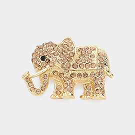 Pave Glass Crystal Elephant Pin Brooch