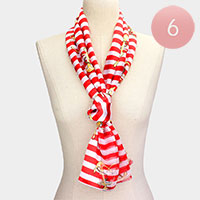 6PCS - Satin Striped Anchor Pattern Print Scarves