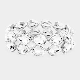 Glass Crystal Teardrop Stretch Evening Bracelet