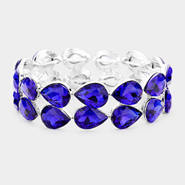 Glass Crystal Teardrop Stretch Evening Bracelet