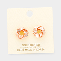 Gold Dipped Knot Stud Earrings