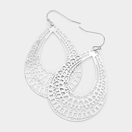 Teardrop Brass Metal Filigree Earrings