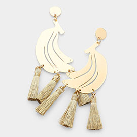 Metal Banana Triple Tassel Drop Earrings