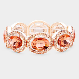 Crystal Rhinestone Oval Stretch Evening Bracelet