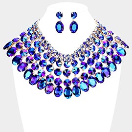 Crystal Glass Bib Statement Necklace