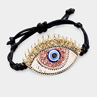 Evil Eye Detail Adjustable Cinch Pull Tie Bracelet