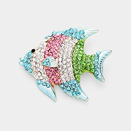 Rhinestone Pave Tropical Fish Pin Brooch