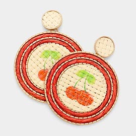 Cherry Detail Straw Earrings