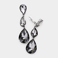 Teardrop Glass Crystal Drop Evening Clip On Earrings