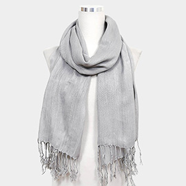 Solid Crinkle Tassel Scarf