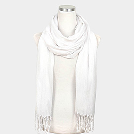 Solid Crinkle Tassel Scarf