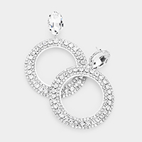 Crystal Rhinestone Open Circle Dangle Evening Earrings