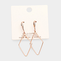 Gold Dipped Open Rhombus Dangle Earring