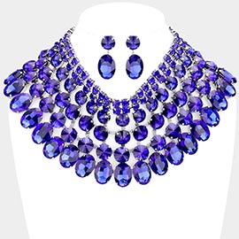 Crystal Glass Bib Statement Necklace