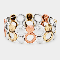 Two Row Round Metal Stretch Bracelet