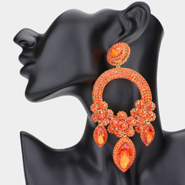 Oversized Marquise Triple Flower Chandelier Evening Earring