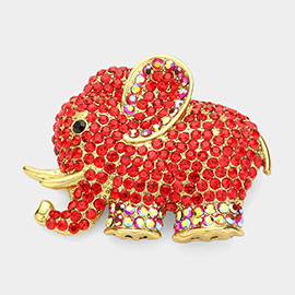 Rhinestone Pave Elephant Pin Brooch