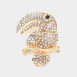 Rhinestone Pave Toucan Pin Brooch