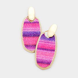 Gold Metal Trim Serape Dangle Earrings