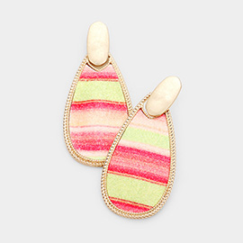 Gold Metal Trim Teardrop Serape Dangle Earrings