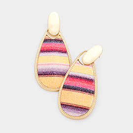 Gold Metal Trim Teardrop Serape Dangle Earrings