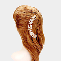 Round Crystal Bead Oval Leaf Bun Wrap Headpiece