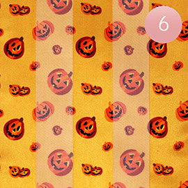 6PCS - Silk Feel Striped Halloween Pumpkin Print Scarf