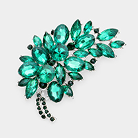 Glass Crystal Leaf Pin Brooch