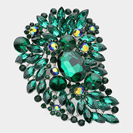 Oversize Multi Stone Floral Pin Brooch