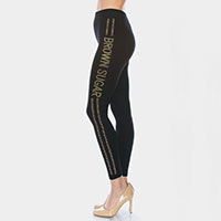 'Brown Sugar' Embellished Lines Detail Leggings