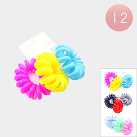 12 Set Of 3 - Colorful Spiral Hair Bands