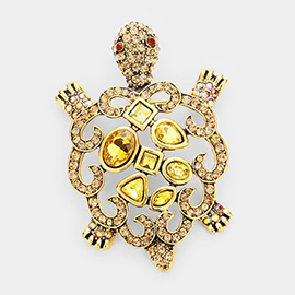 Turtle Crystal Rhinestone Brooch / Pendant