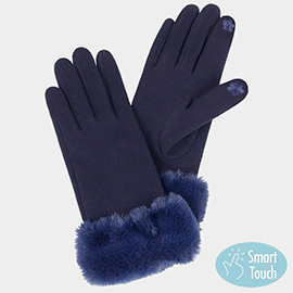 FAUX FUR WRIST SMART GLOVES