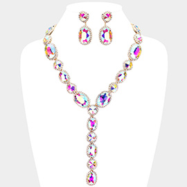 Glass Crystal Rhinestone Y Evening Necklace