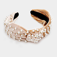 Pearl Velvet Knotted Headband