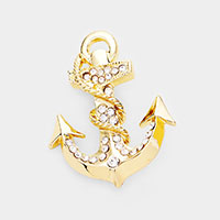 Rhinestone Anchor Pin Brooch