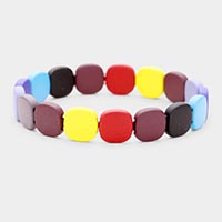 Colorful Wood Bead Stretch Bracelet 