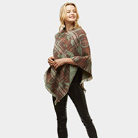 Playing Cats Plaid Poncho