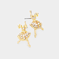 Rhinestone Pave Ballet Women Stud  Earrings