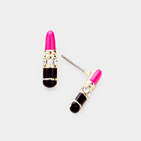 Rhinestone Enamel Lipstick Stud Earrings