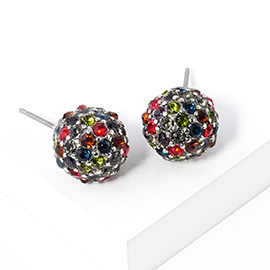 Crystal Paved Disco Ball Stud Earrings